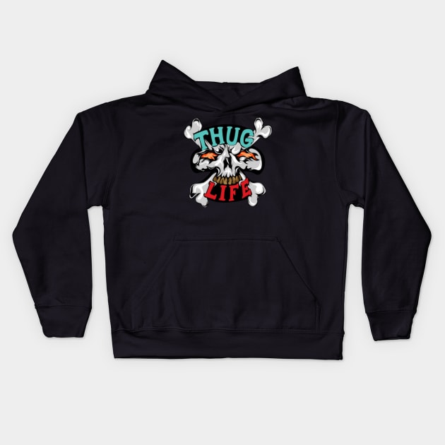 Thug Life Skull II Kids Hoodie by salesgod